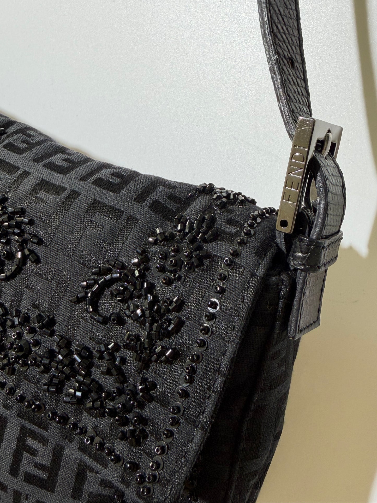 F/W1999 Fendi Zucca & Lizard Embossed Baguette Bag