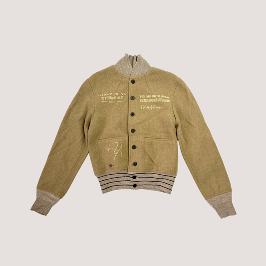 Haider Ackermann Beige Embroidered Aviator Bomber Jacket