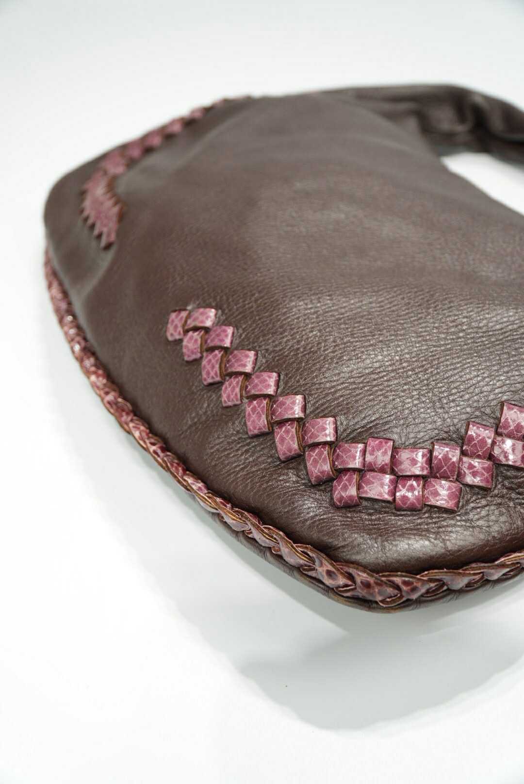 Bottega Veneta Brown Leather Hobo Bag Woven Design