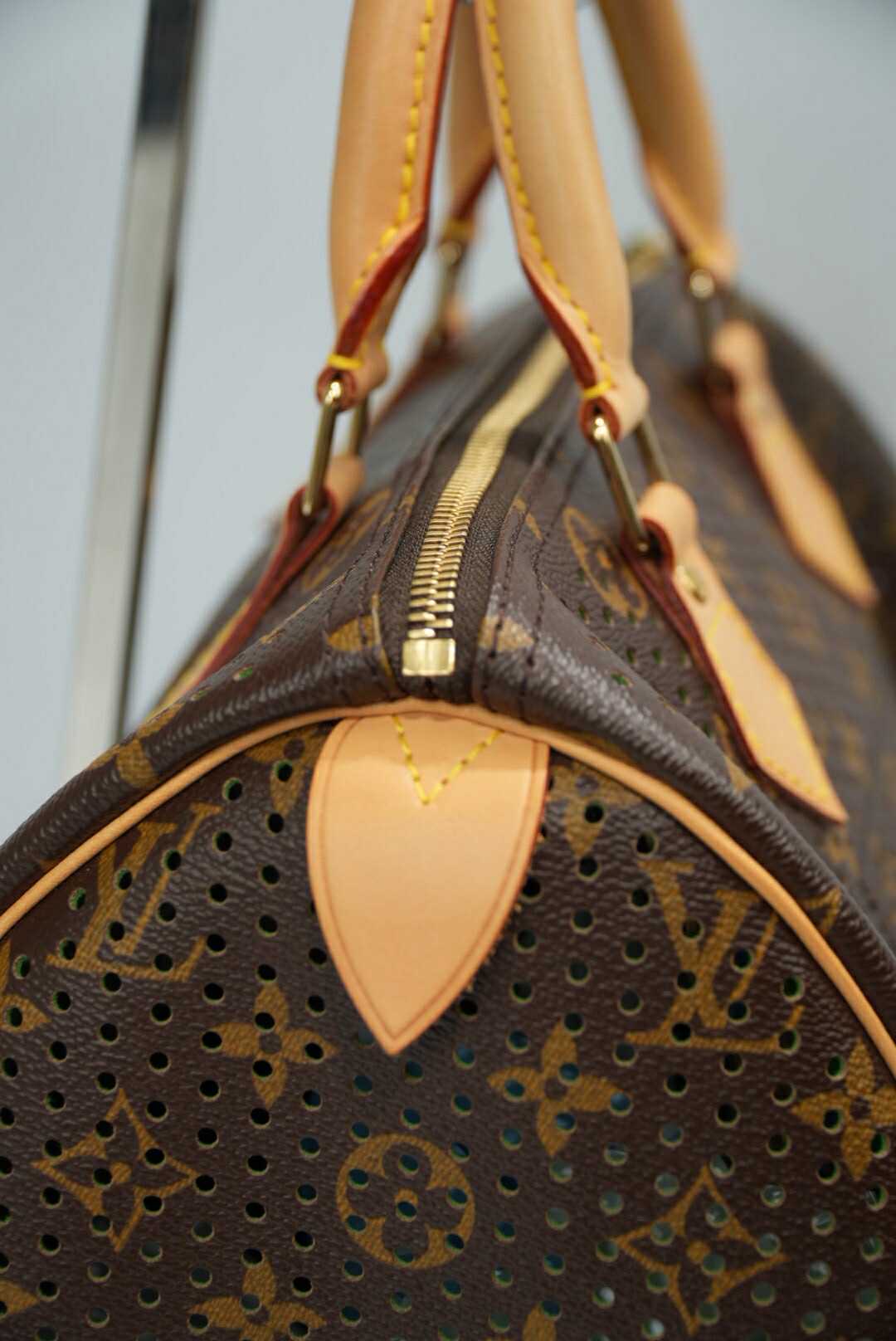 Louis Vuitton Green Perforated Limited Edition Speedy 30 Bag