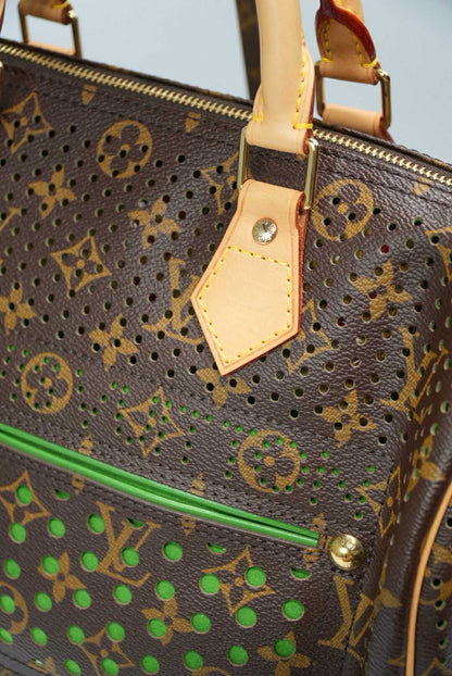 Louis Vuitton Green Perforated Limited Edition Speedy 30 Bag