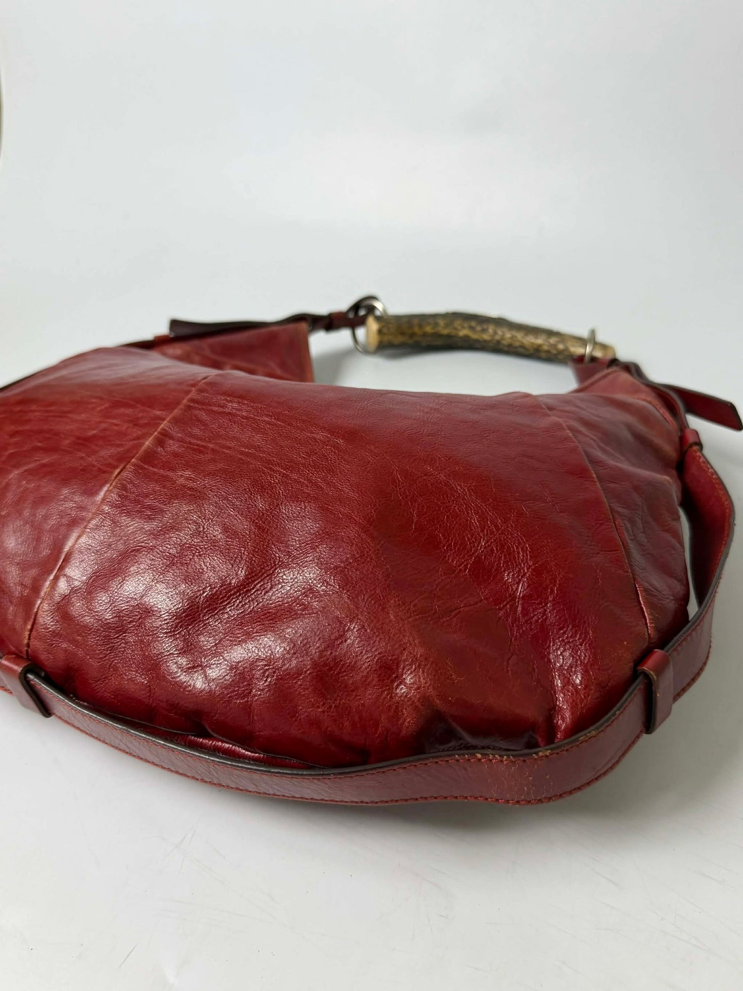 Yves Saint Laurent Red Leather Mombasa Hobo Bag