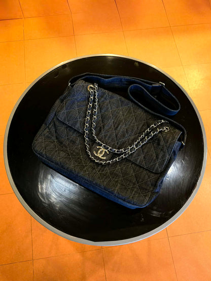 2010 Chanel Denim Quilted Stretch Spirit Messenger