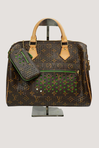 Louis Vuitton Green Perforated Limited Edition Speedy 30 Bag