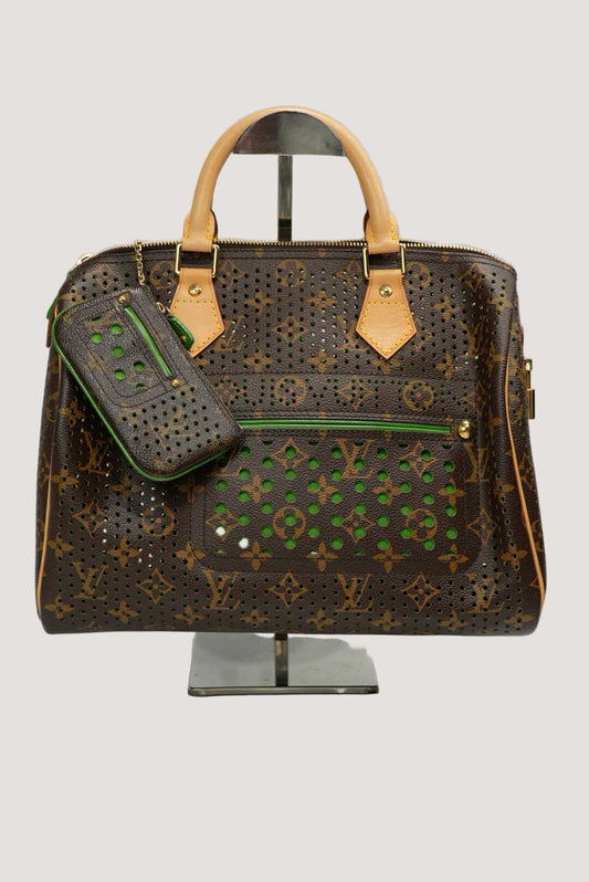 Louis Vuitton Green Perforated Limited Edition Speedy 30 Bag