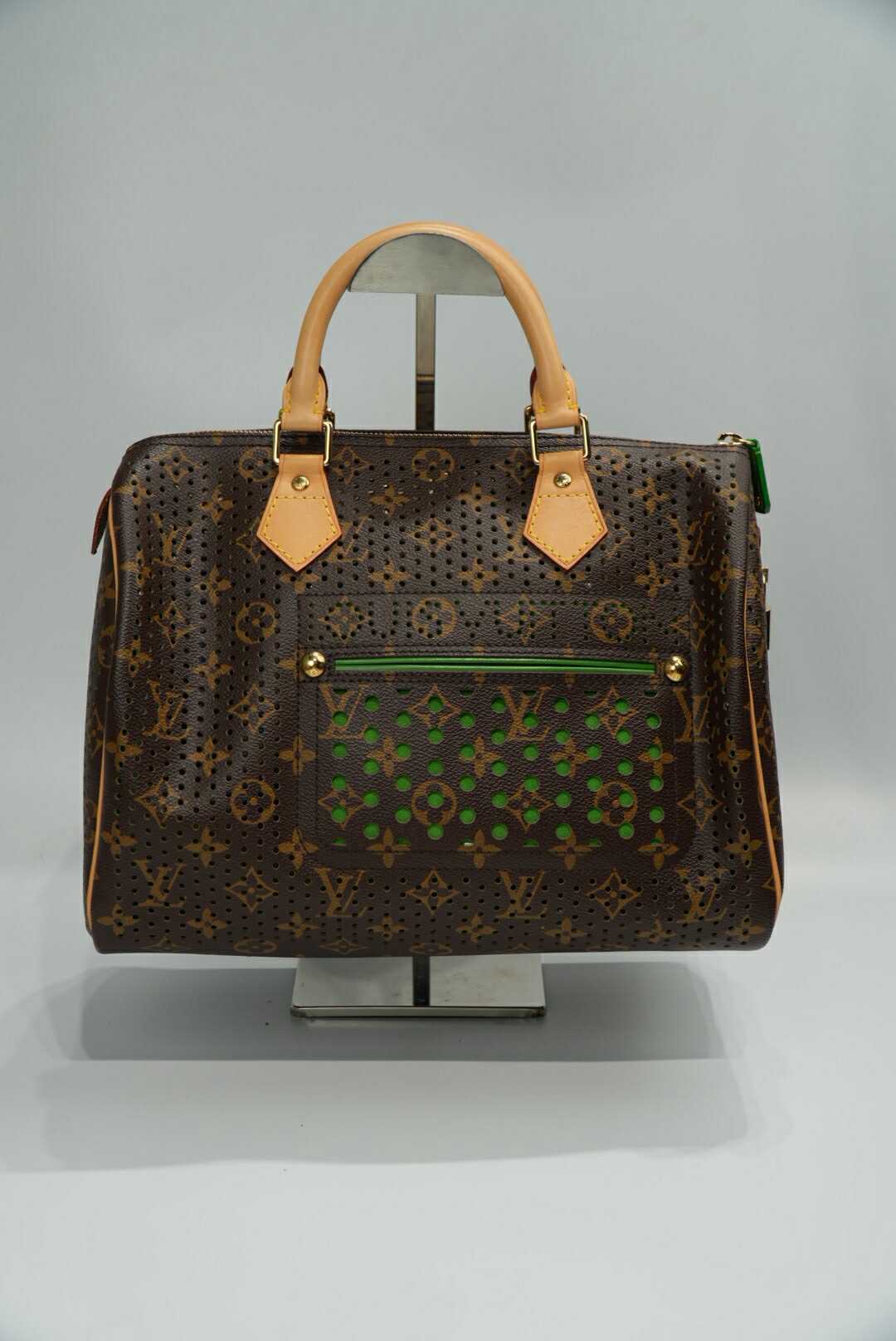 Louis Vuitton Green Perforated Limited Edition Speedy 30 Bag