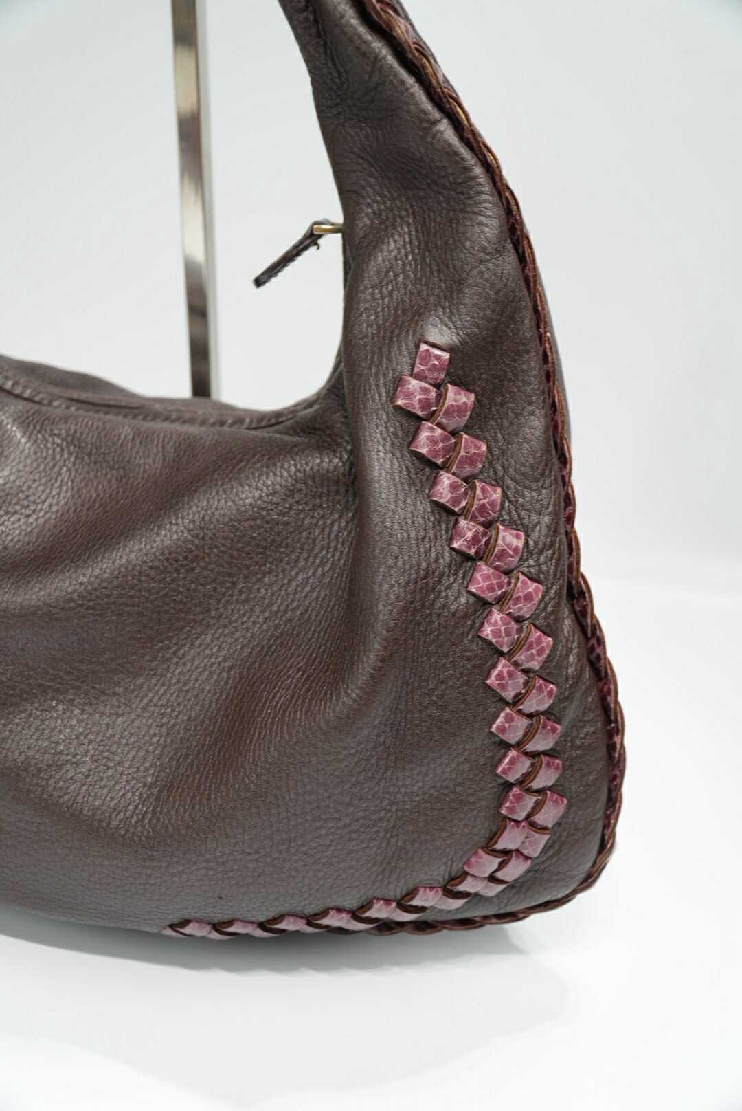 Bottega Veneta Brown Leather Hobo Bag Woven Design