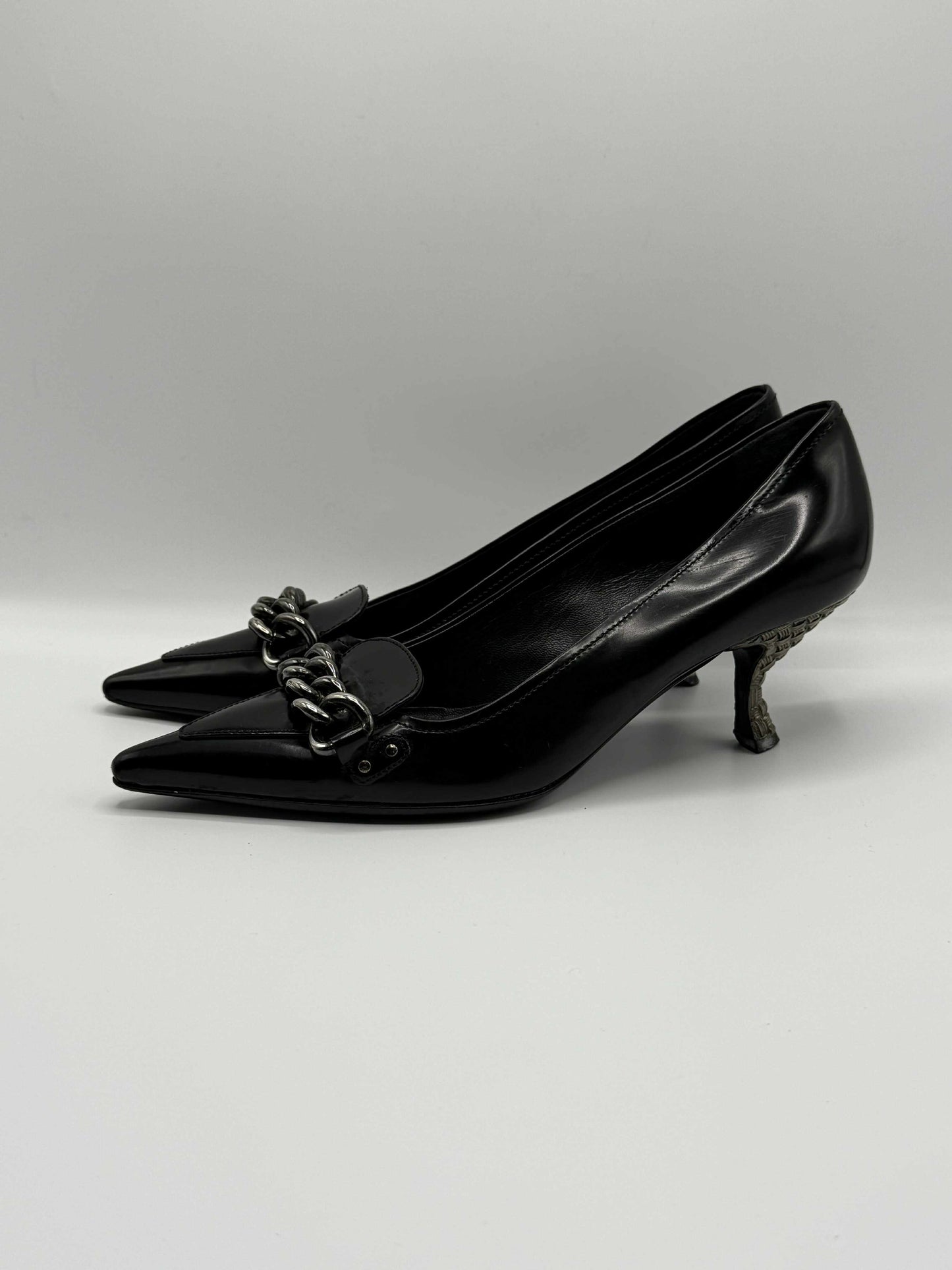 Prada Patent Leather Bow Accents Pumps