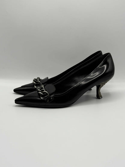 Prada Patent Leather Bow Accents Pumps