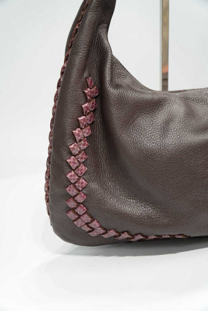 Bottega Veneta Brown Leather Hobo Bag Woven Design