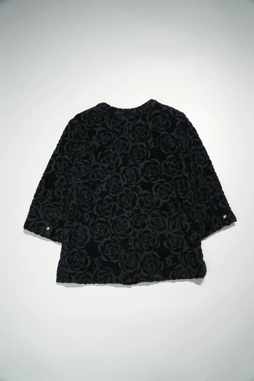 Chanel Black Terry Velour Jacket Camellia Flower