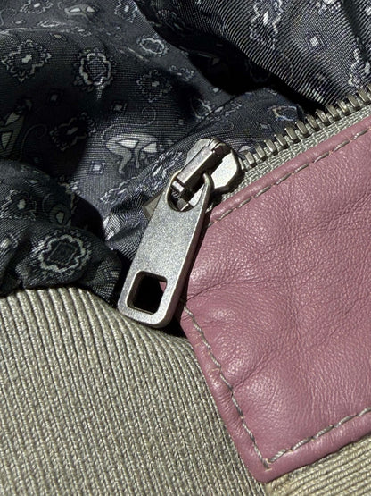 Dolce & Gabbana Dusty Pink Creased Leather Bomber Jacket