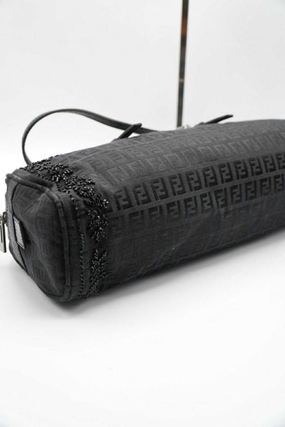 Fendi Black Mamma Baguette Sequined Shoulder Bag