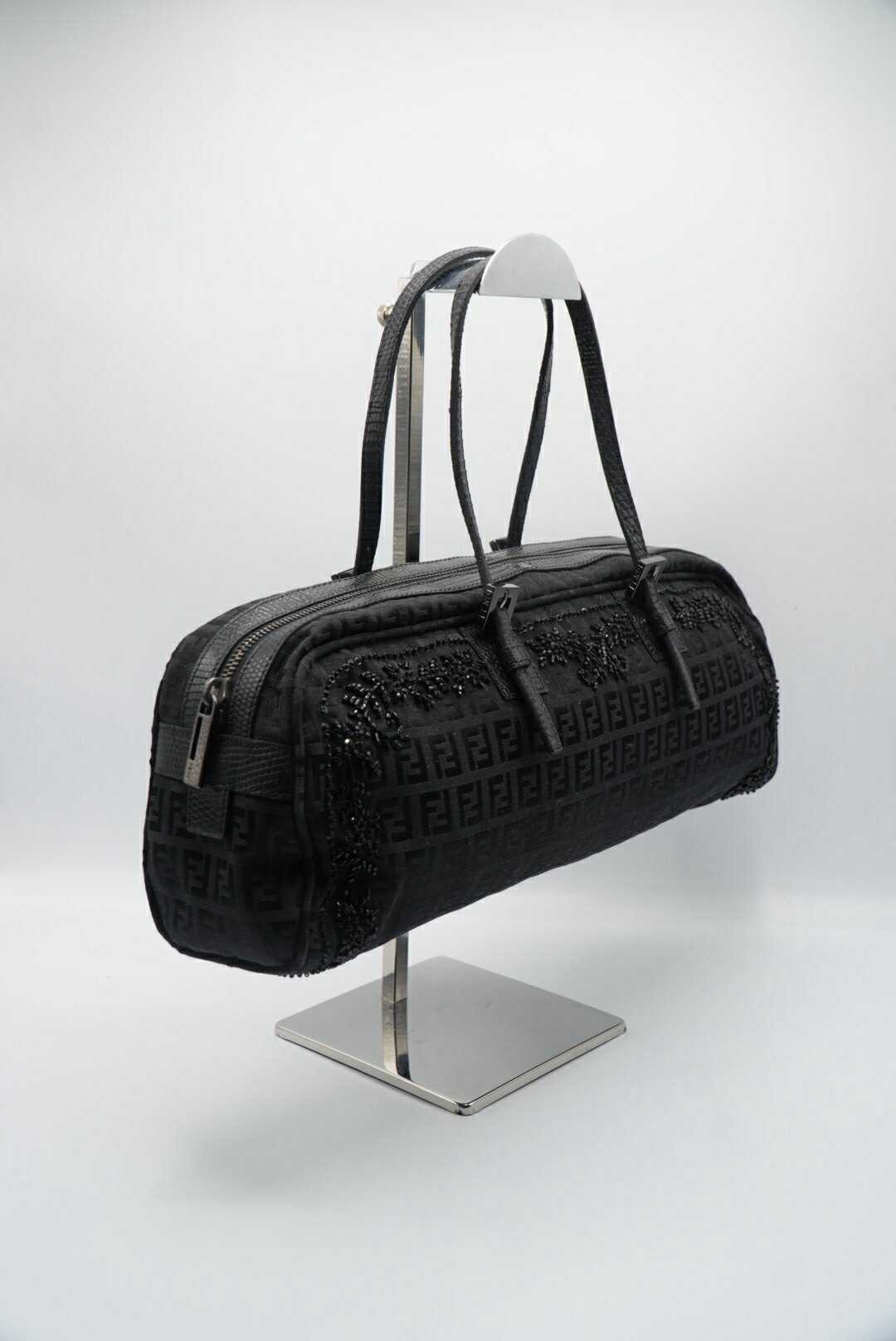 Fendi Black Mamma Baguette Sequined Shoulder Bag