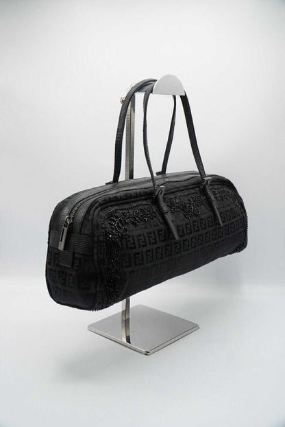 Fendi Black Mamma Baguette Sequined Shoulder Bag