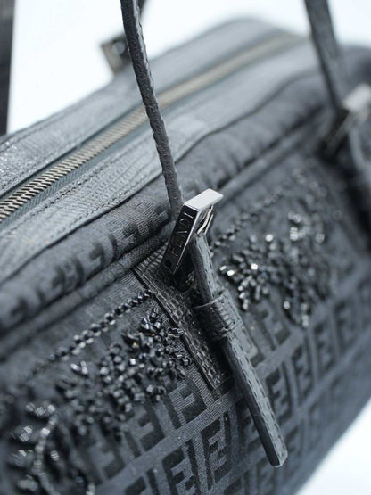 Fendi Black Mamma Baguette Sequined Shoulder Bag