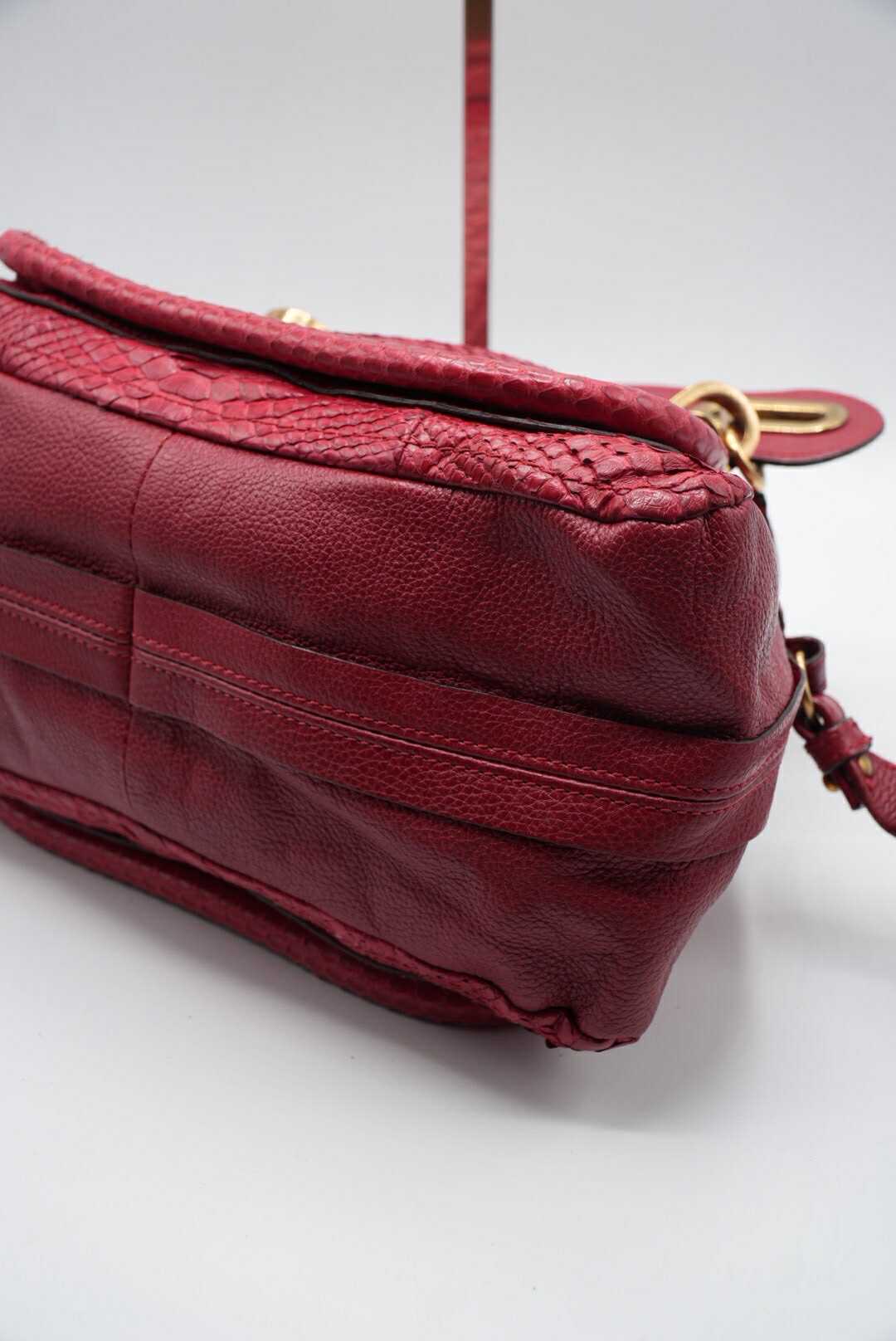Chloe Paraty Red Python Leather Handle Bag