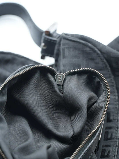 Fendi Black Zucchino Canvas Mamma Baguette