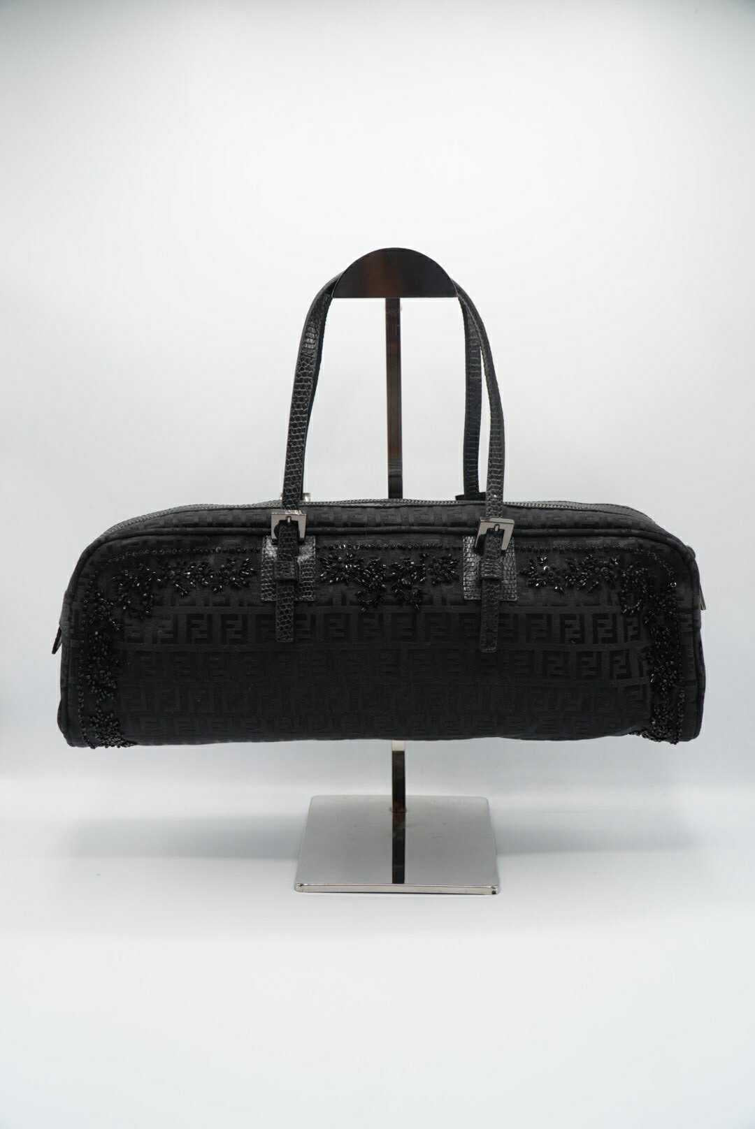 Fendi Black Mamma Baguette Sequined Shoulder Bag