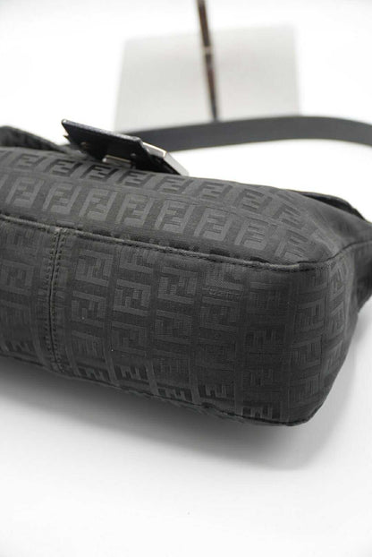 Fendi Black Zucchino Canvas Mamma Baguette