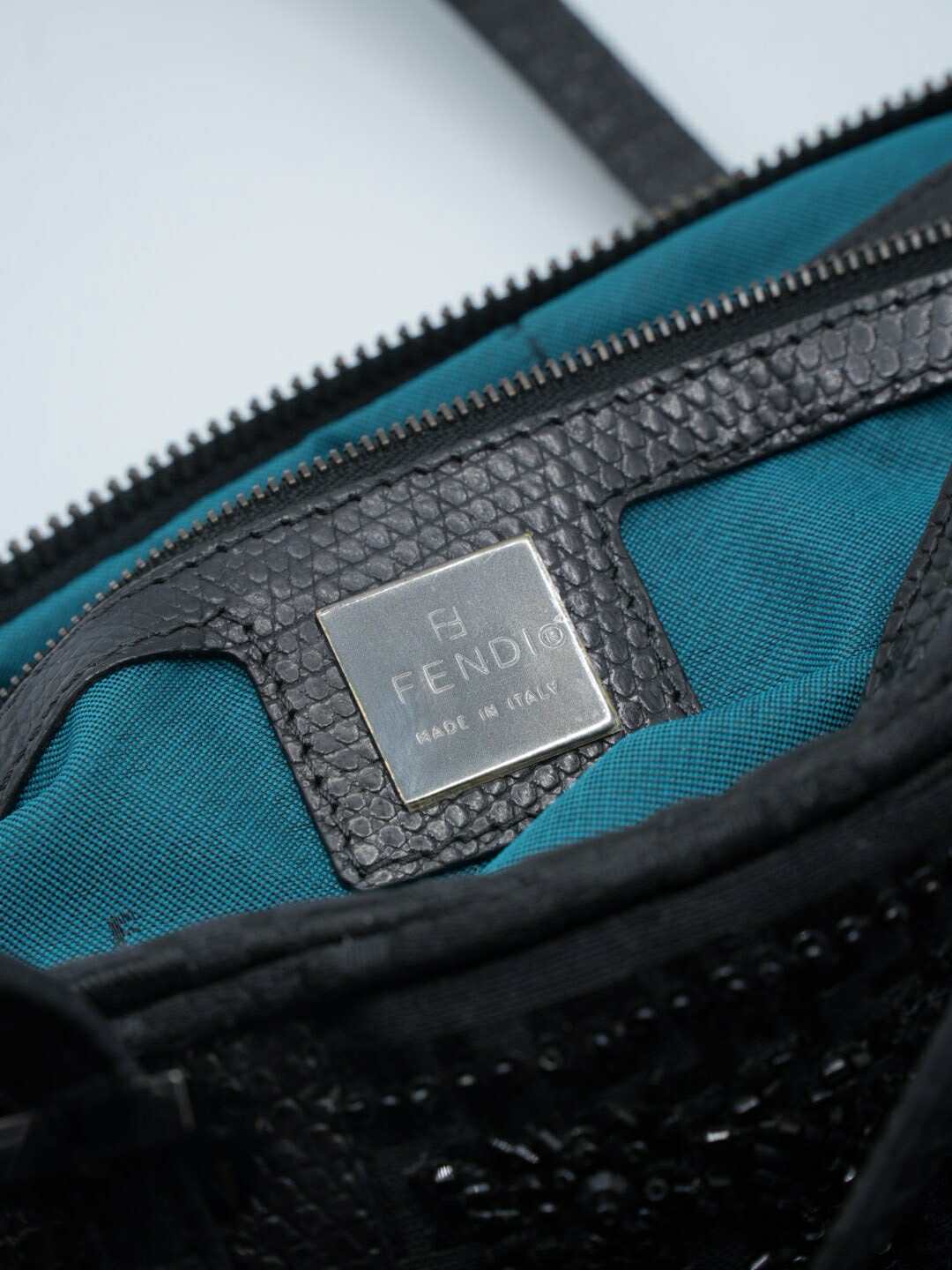 Fendi Black Mamma Baguette Sequined Shoulder Bag