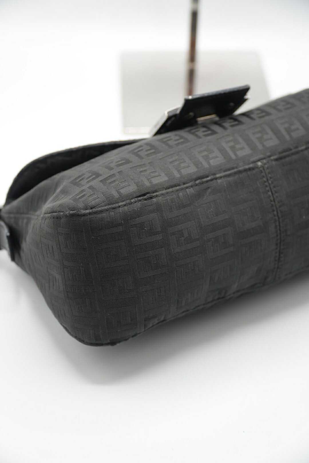 Fendi Black Zucchino Canvas Mamma Baguette