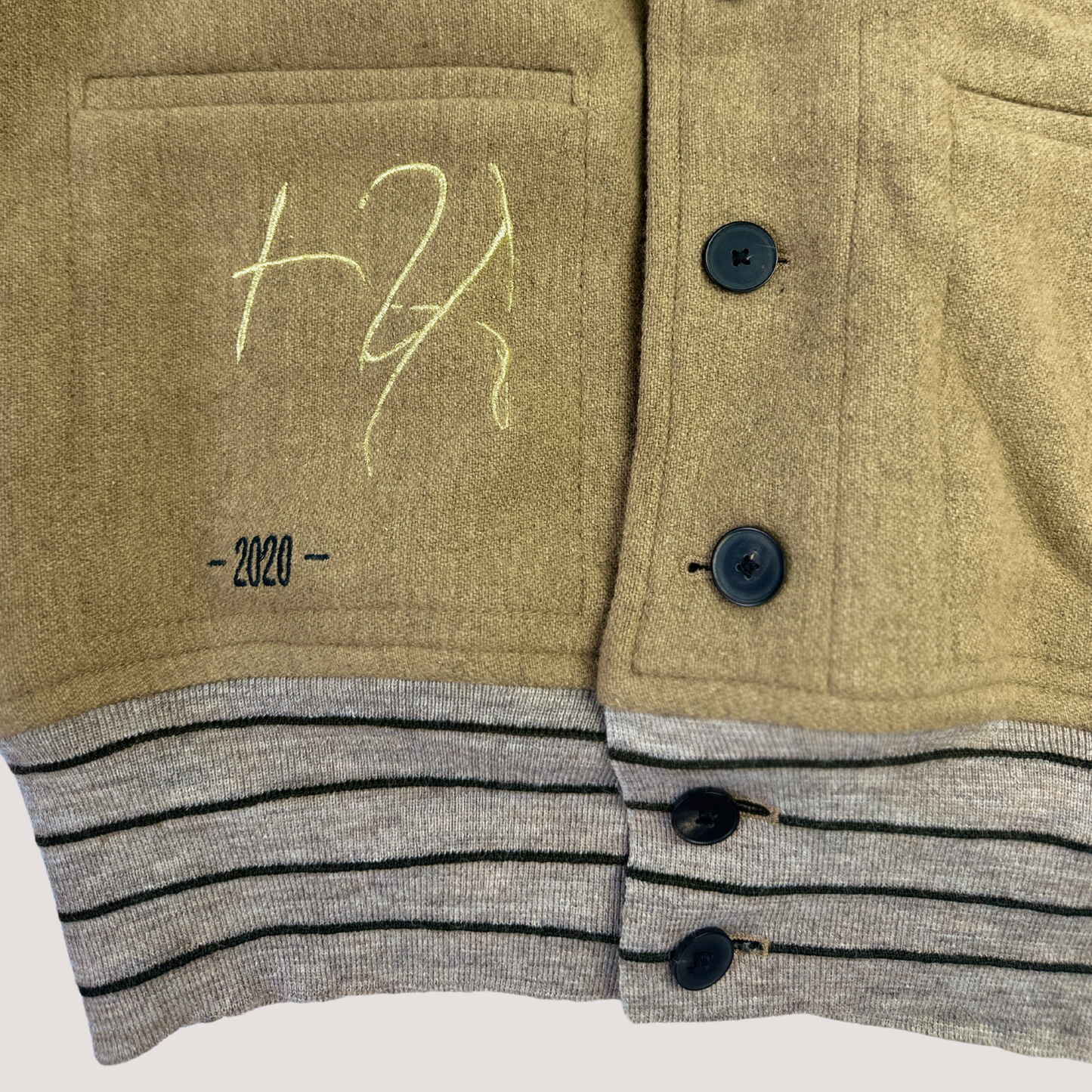Haider Ackermann Beige Embroidered Aviator Bomber Jacket
