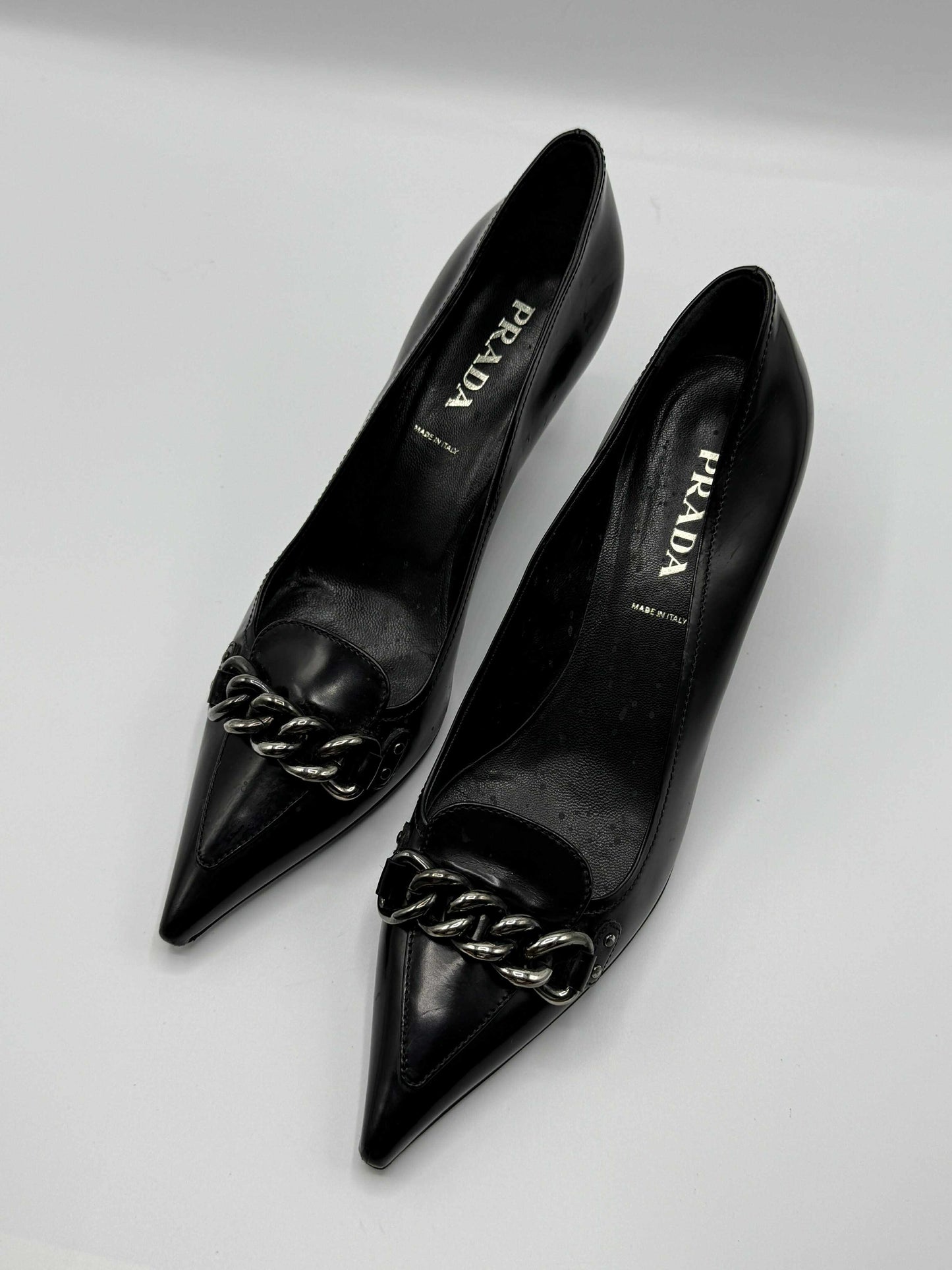 Prada Patent Leather Bow Accents Pumps