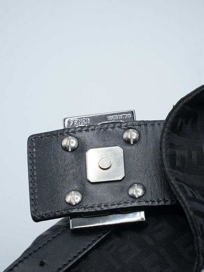 Fendi Black Zucchino Canvas Mamma Baguette