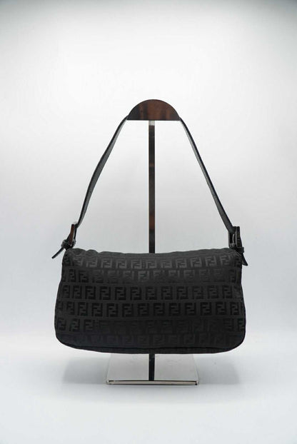 Fendi Black Zucchino Canvas Mamma Baguette