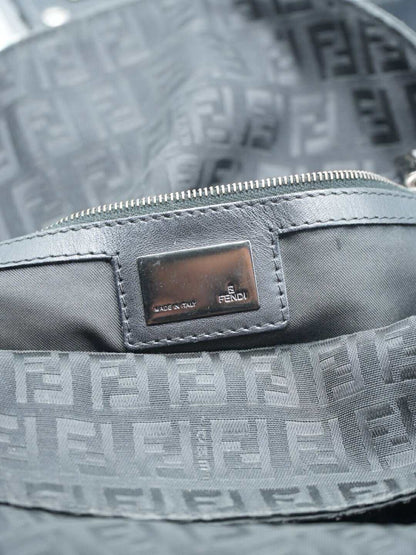 Fendi Black Zucchino Canvas Mamma Baguette