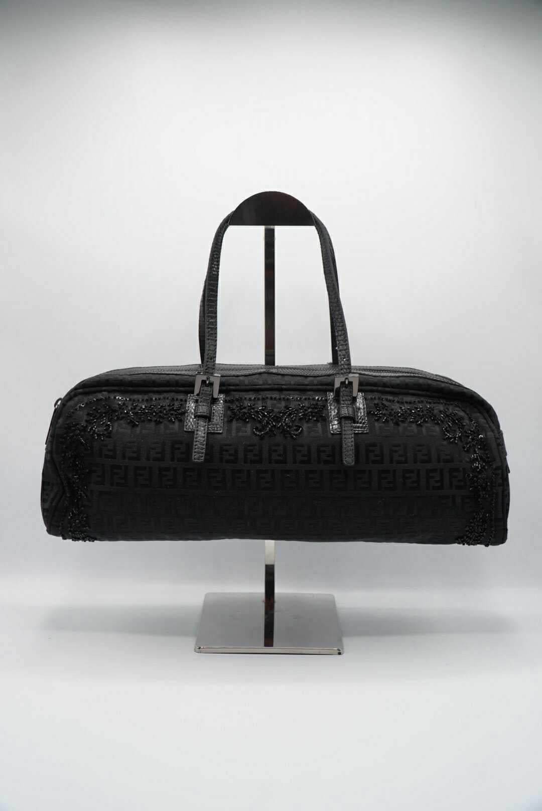 Fendi Black Mamma Baguette Sequined Shoulder Bag