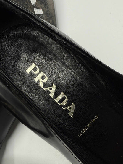Prada Patent Leather Bow Accents Pumps