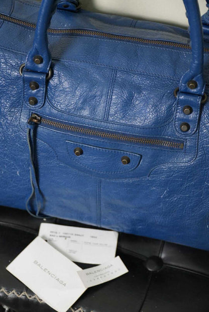 Balenciaga Ocean Lambskin Leather Motorcycle Work Bag