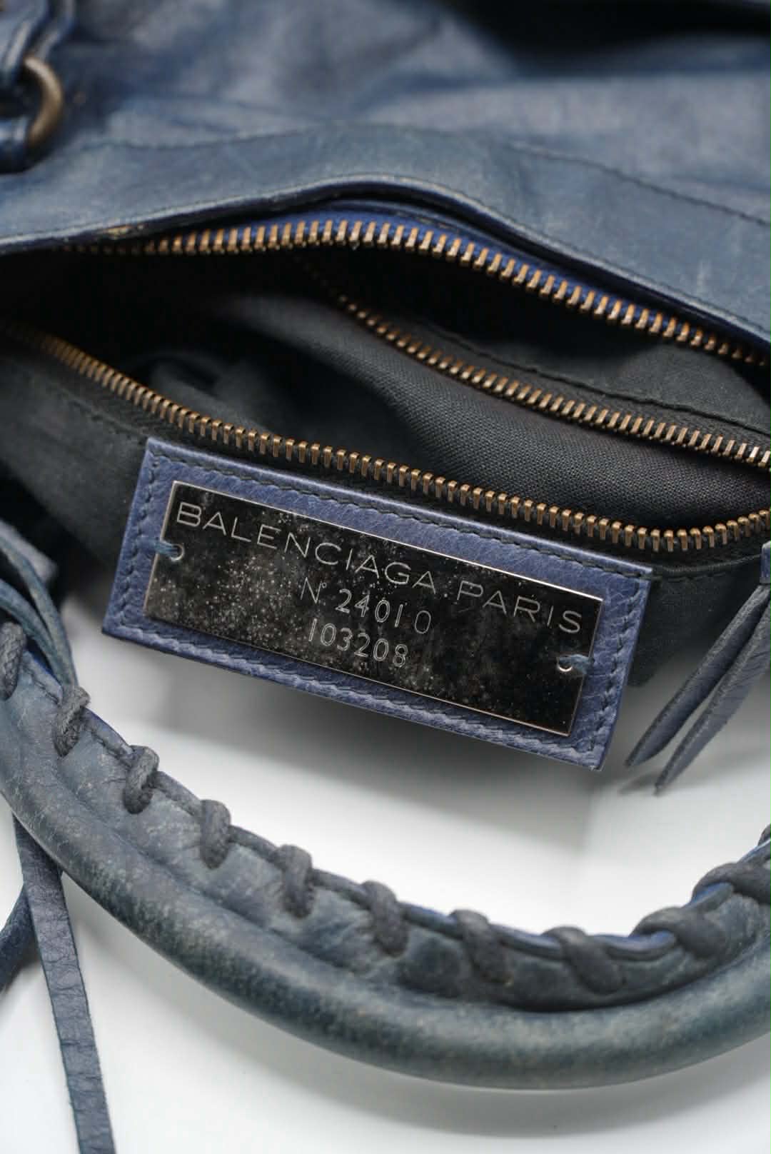Balenciaga Dark Blue First Motorcycle Bag