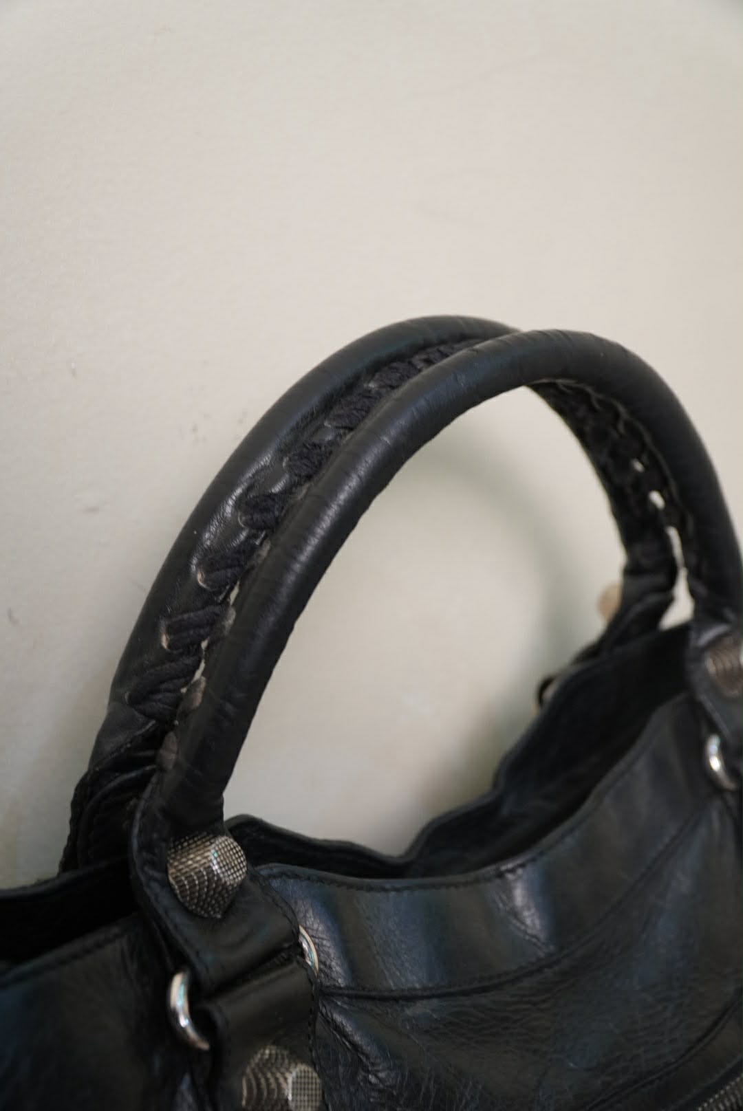 Balenciaga Black Leather Giant 21 Silver Motorcycle City Bag