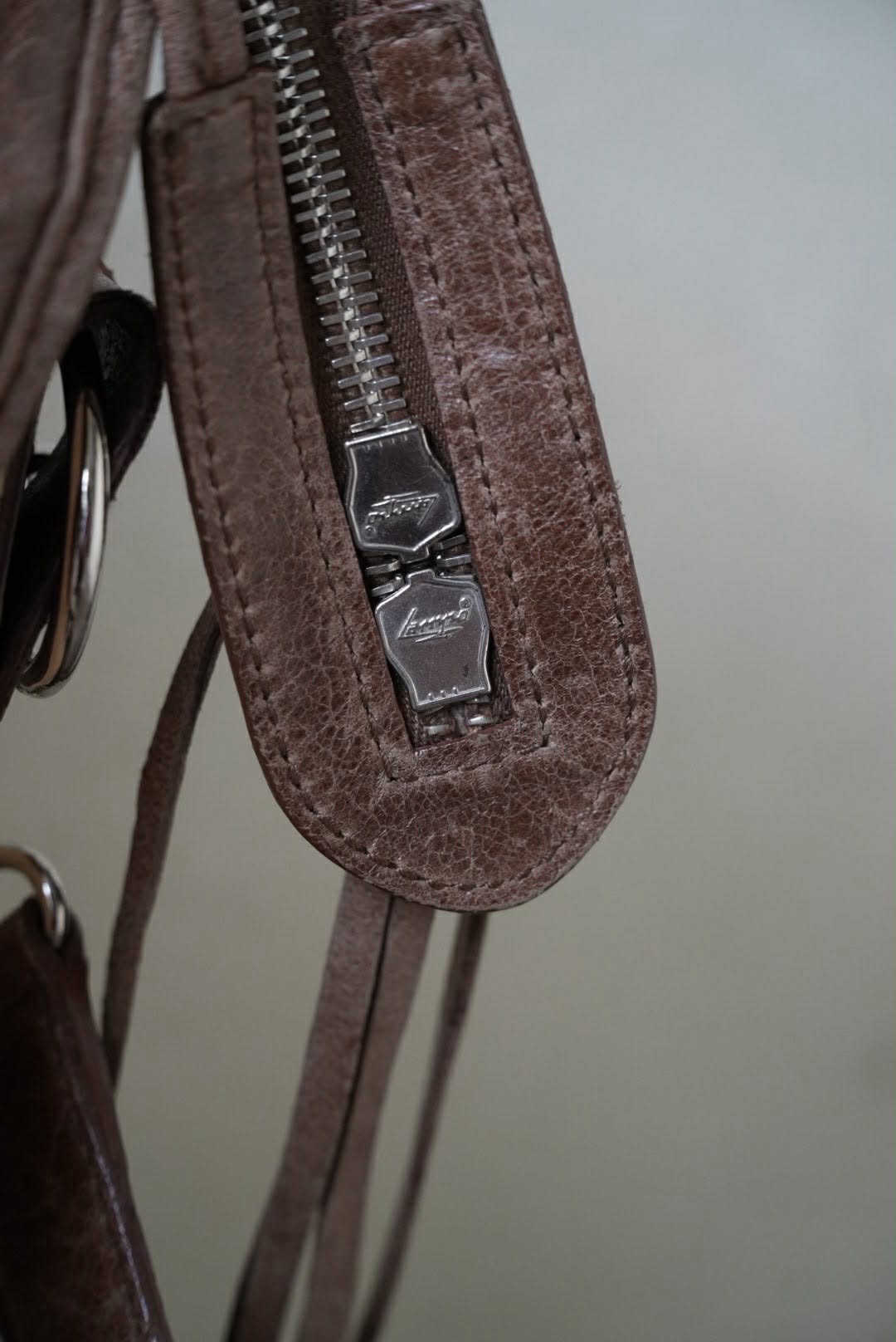 Vintage Balenciaga Brown Natural Linen Truffle City Bag