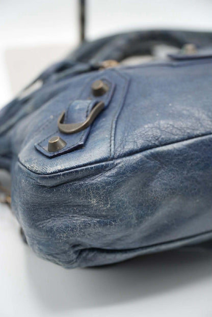 Balenciaga Dark Blue First Motorcycle Bag