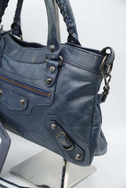 Balenciaga Dark Blue First Motorcycle Bag