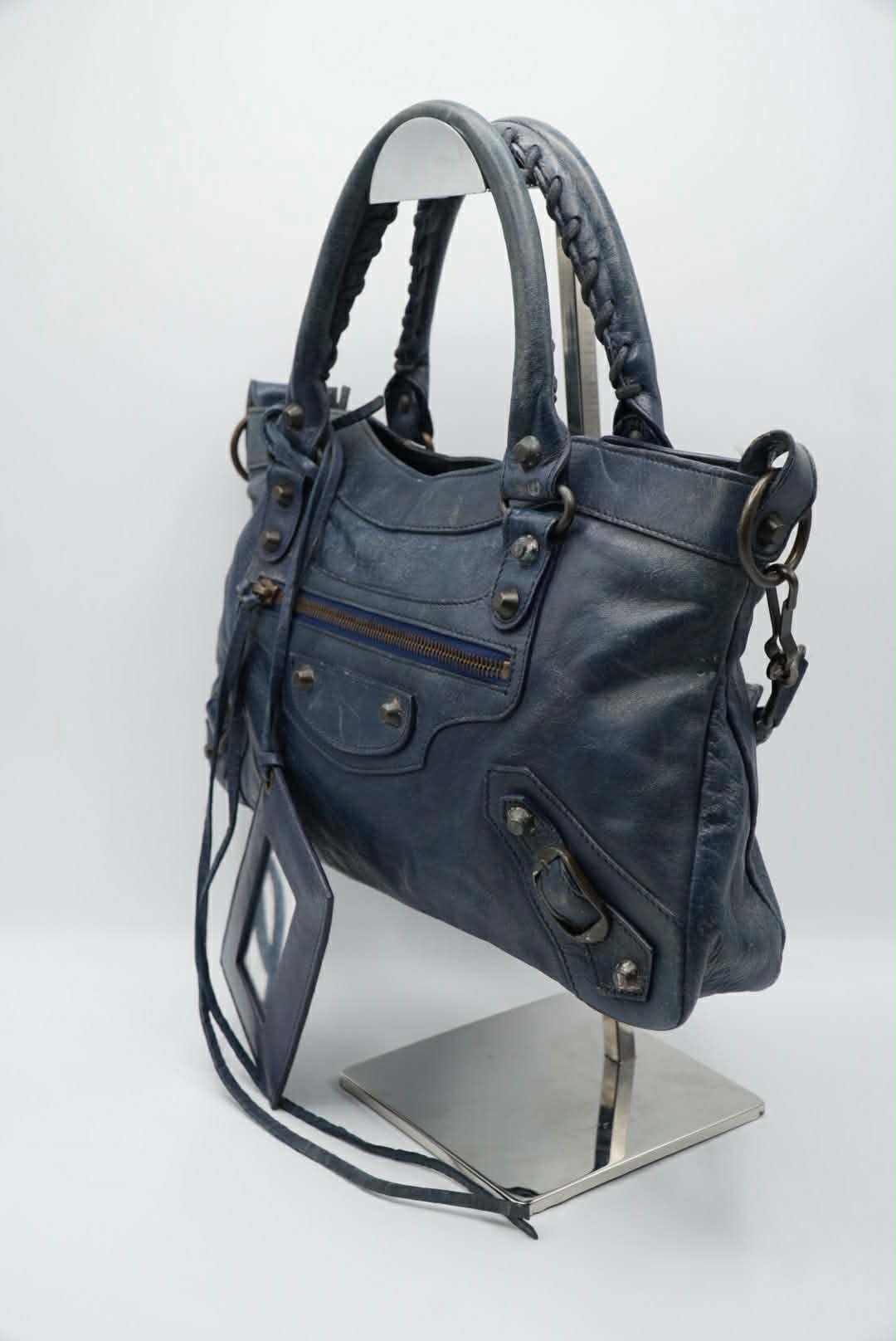 Balenciaga Dark Blue First Motorcycle Bag