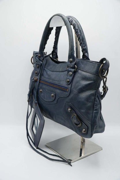 Balenciaga Dark Blue First Motorcycle Bag