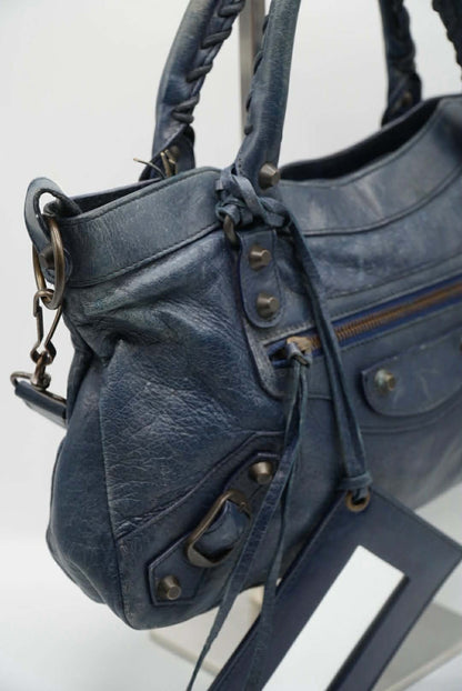 Balenciaga Dark Blue First Motorcycle Bag