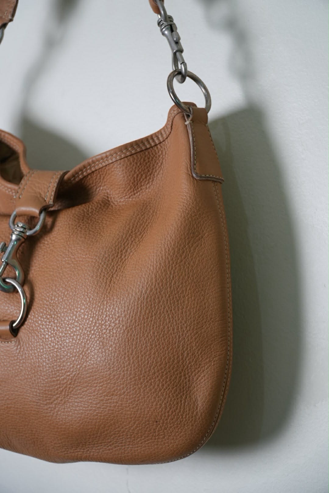Miu Miu Prada Brown Grained Leather Hobo Shoulder Bag