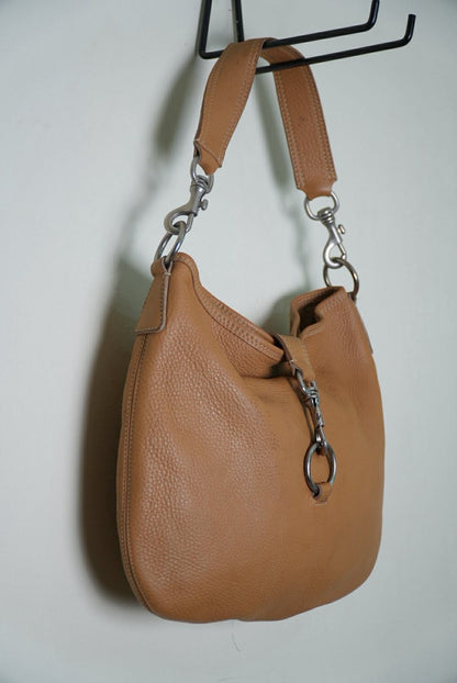 Miu Miu Prada Brown Grained Leather Hobo Shoulder Bag
