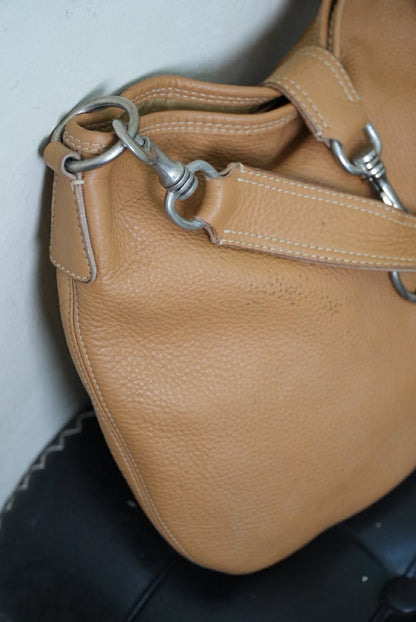 Miu Miu Prada Brown Grained Leather Hobo Shoulder Bag