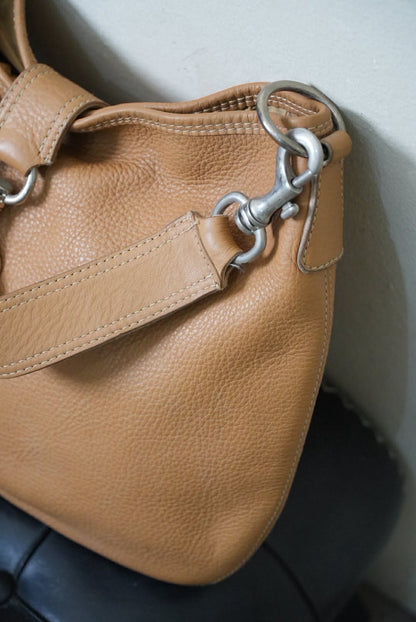 Miu Miu Prada Brown Grained Leather Hobo Shoulder Bag