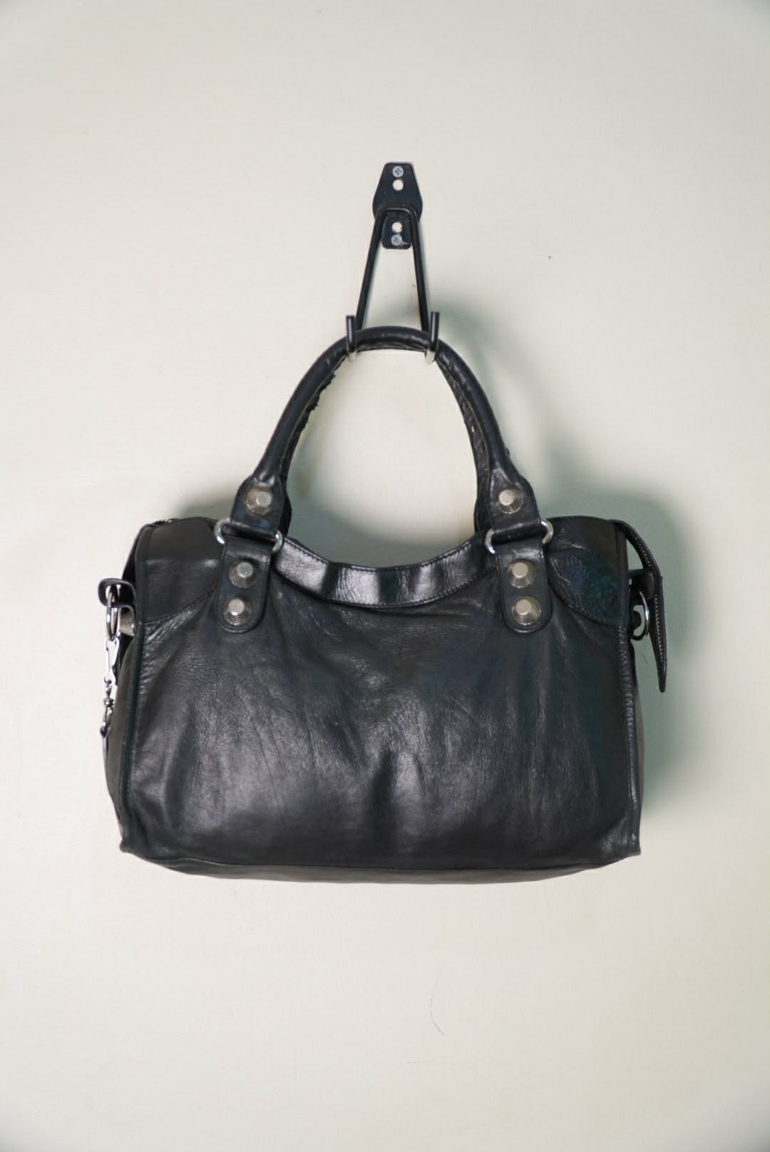 Balenciaga Black Leather Giant 21 Silver Motorcycle City Bag