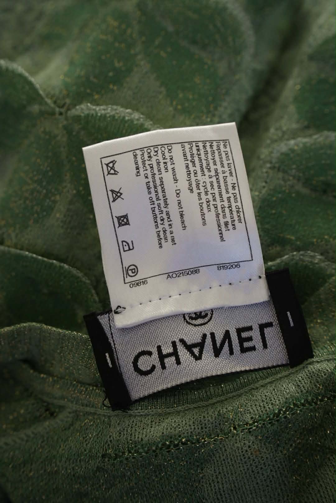 Chanel Green Lurex Knit Seoul Cruise Single Button Top