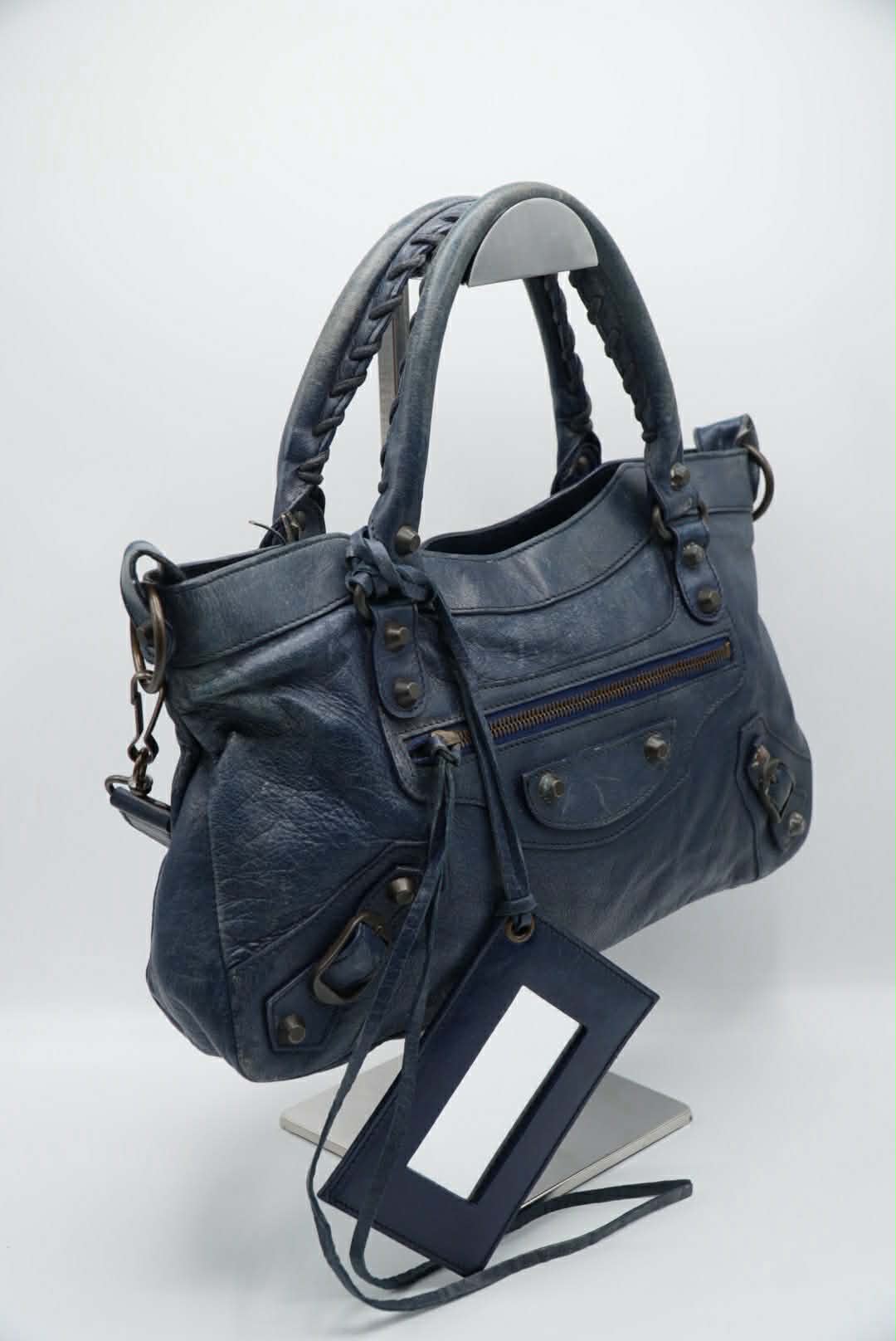 Balenciaga Dark Blue First Motorcycle Bag