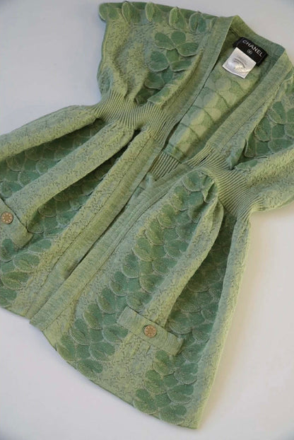 Chanel Green Lurex Knit Seoul Cruise Single Button Top